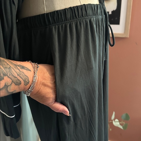 Soma Cool Nights M teal forest green 2-piece long sleeve drawstring pajamas - Picture 8 of 15